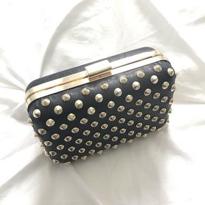 Studded black purse - black faux leather